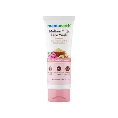 Mamaearth Multani Mitti Face Wash with Multani Mitti and Bulgarian Rose For Oil Control and Acne - Suits All Skin Types, 100ml - Face Washes