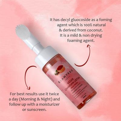 Glamveda Kesar Chandan Ubtan Foaming Face Wash With Soft Silicone Brush 150 ml - Face Washes