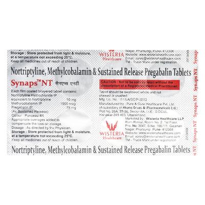 Synaps NT Tablet 10'S - Neuropathic Pain-Dru