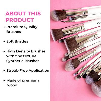 Plume Professional Makeup Brush Set Face and Eyes with Marbelicious Makeup Bag 16's - Face Brush