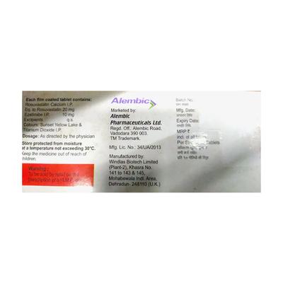 ROSAVE EZ 20 Tablet 10's - High Cholesterol-Dys