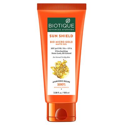Biotique Sun Shield Micro Gold UVB SPF 30+/ UVA PA++ Matte Look Sunscreen 100ml - Face Sunscreen