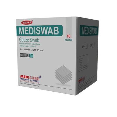 Medica Mediswab Gauze Swab 10 cm x 10 cm x 8 PLY 4's - Bandages & Dressings