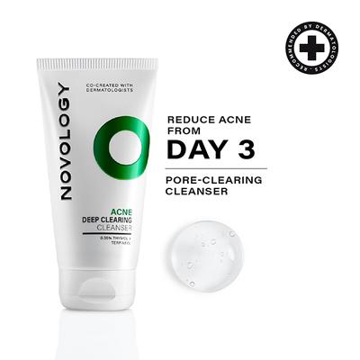 Novology Acne Clearing Cleanser for Acne, Whiteheads & Blackheads - Suitable for Sensitive Skin 150 gm - Face Wash & Cleansers