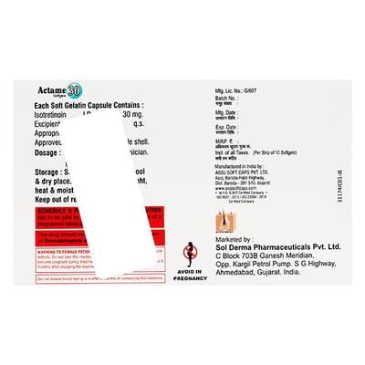 ACTAME 30 Capsule 10's - Acne-Acn