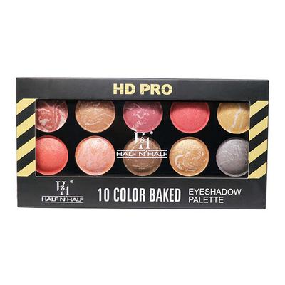 Half N Half HD Pro 10 Colour Baked Eyeshadow Palette, Multicolour - 03 18 gm - Eye Shadow Palettes