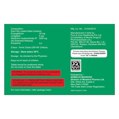 EMPAGLYDE LM 25/1000 Tablet 10's - Diabetes-Ant