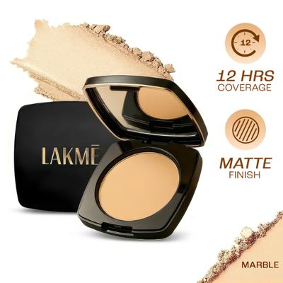 Lakme Forever Matte Compact, Smooth Finish, Lasts for 12 Hrs, Even Toned Look, Marble, 9 gm - Compact Powder