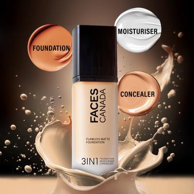 Faces Canada Flawless Matte Foundation - Rich Ivory 013, 12 Hr Hydration + SPF 18 30 ml - Foundation