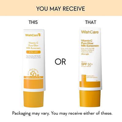 Wishcare Vitamin C Pure Glow Face Sunscreen SPF 50 PA++++ Broad Spectum Ultra Light and No White Cast 50 gm - Face Sunscreen