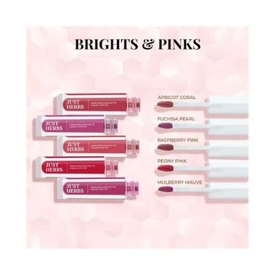 Just Herbs Ayurvedic Liquid Lipstick Kit Set of 5 with Long Lasting, Hydrating, Brights Pinks 10ml - Liquid Lipsticks