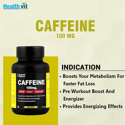Healthvit Fitness Caffeine- Tablets (Energy, Focus & Endurance) 60's - General Health