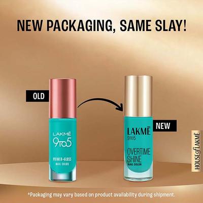 Lakme 9 to 5 Primer + Gloss Nail Colour Turquoise Wave 6 ml - Nail Polish
