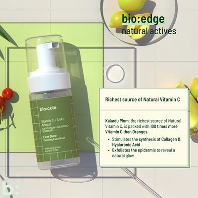 Biocule Ever Glow Foaming Face Wash For Glowing & Even Skin Tone, With Vitamin C, Sugarcane 100 ml - Face Wash & Cleansers