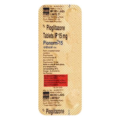Pionorm 15mg Tablet 10'S - Diabetes-Ant