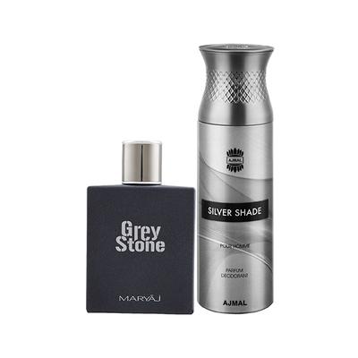Maryaj Grey Stone EDP Aromatic Woody Perfume For Me And Ajmal Silver Shade Homme Deodorant Citrus Woody Fragrance 300 ml - Men Perfumes (Edt/Edp)