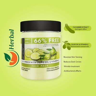 Berina Go Glow By Berina Cucumber with Olive Oil & Vitamin E Face Pack 500 ml - Face Packs