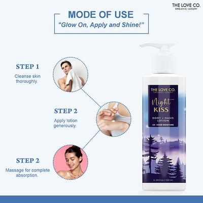 The Love Co. Night Kiss Hand & Body Lotion Daily Skin Moisture for Men and Women 100 ml - Creams/Oils/Lotions