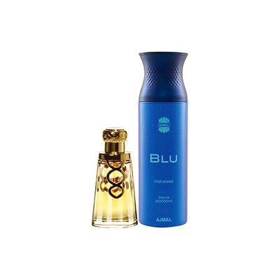 Ajmal Khallab EDP Woody Oudh Perfume And Blu Homme Deodorant Aquatic Woody Fragrance 250 ml - Perfumes (Edt/Edp)