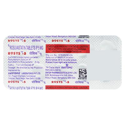Rosys 5mg Tablet 10'S - High Cholesterol-Dys