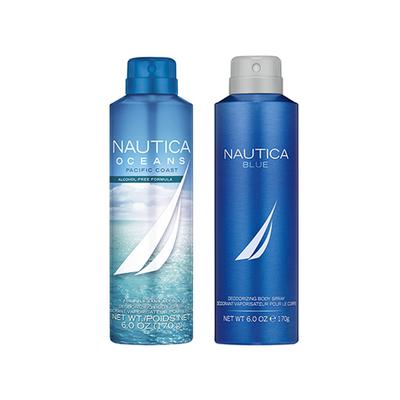 Nautica Oceans Pacific Coast Body Spray 170gm + Blue Body Spray 170gm 2's - Men Deodorants/Roll-Ons