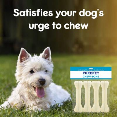 Purepet Pressed Chew Bones, Dog Treats, 6 inches - Pack of 4 Bones 360 gm - Petfood