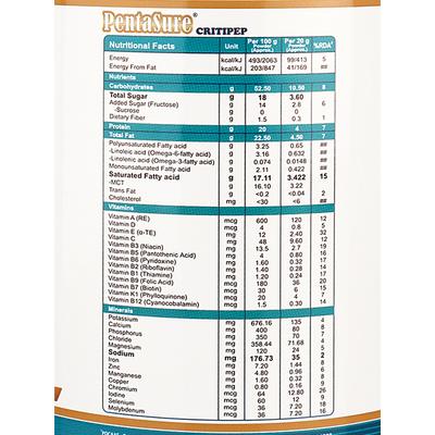 PentaSure Criti Peptide 100% Diet Powde - Creamy Vanilla Flavour 400 g - Protein Drink