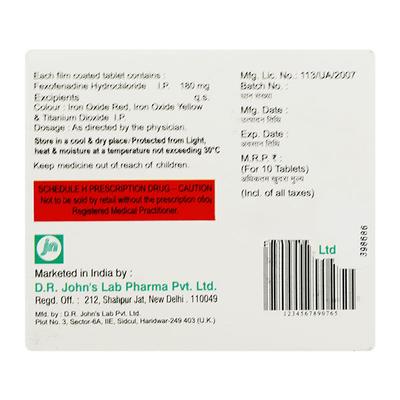 Fexolife 180mg Tablet 10'S - Allergies-Ant