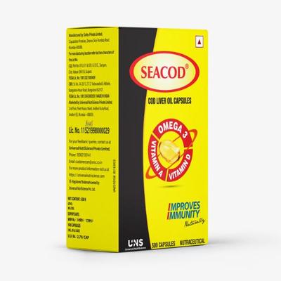 Seacod Cod Liver Oil Capsule 500's - Omega Fish Oil Fatty Acids