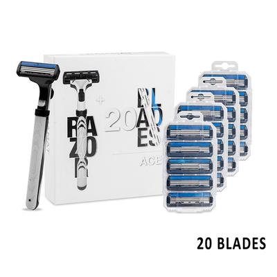 Hajamat Ace 3 Blade Razor , Vitamin E & Aloe Lubricating Strip (1 Razor Handle, 20 Blades) 1's - Razors & Cartridges