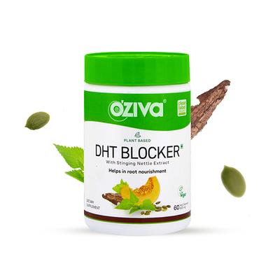 OZiva Plant Based DHT Blocker With Pine Bark for Hairfall Control & Follicle Stimulation (60 Capsules) 1's - Multi-Vitamins