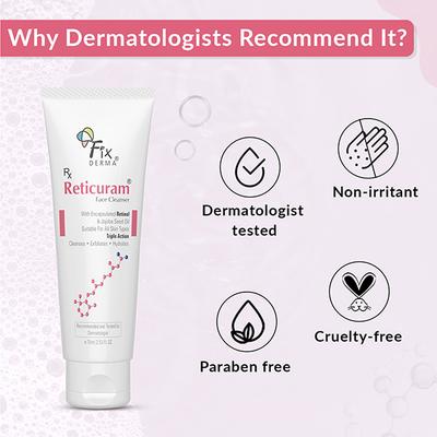 Fixderma 0.05%Retinol Reticuram for All Skin TypesRegulates Sebum Production Deep Pore Cleanser-75ml - Face Wash & Cleansers