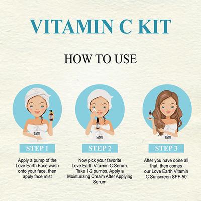 Love Earth Vitamin C Kit for Skin Protection, Radiance And Even Skin Tone with Vitamin C & E 1's - Face Serum