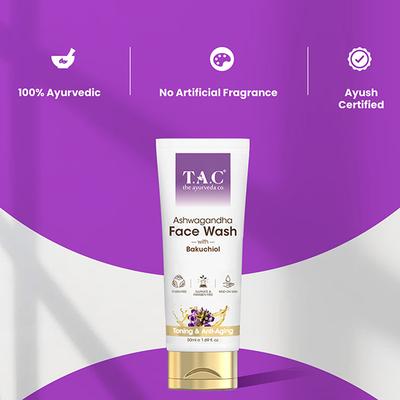 Tac - The Ayurveda Co Ashwagandha Face Wash with Bakuchiol 50 ml - Face Wash & Cleansers