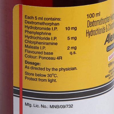 Alex Cough Formula Sugar Free Syrup 100ml - Cough And Cold-Cou