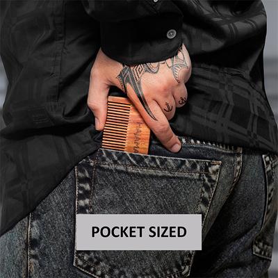 Hajamat Pocket Sized Sheesham Wood Beard Comb with Faux Leather Carry Pouch 1's - Beard Comb