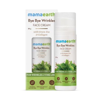 Mamaearth Bye Bye Face Cream For Women Anti Ageing For Fine Line & Wrinkles with Green Tea & Collagen 30 gm - Face Moisturizers