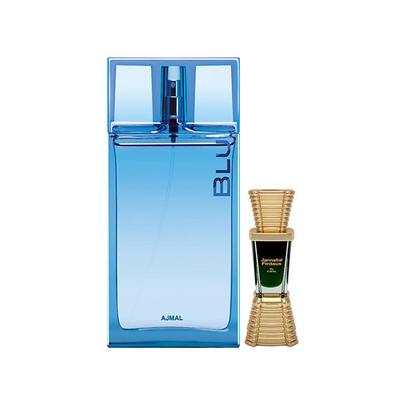Ajmal Blu EDP Aquatic Woody Perfume And Jannatul Firdaus Concentrated Perfume Oil Oriental 100 ml - Perfumes (Edt/Edp)