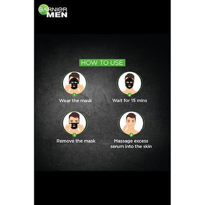 Garnier Men PowerWhite XL Charcoal Mask 28 gm - Hair Masks & Packs