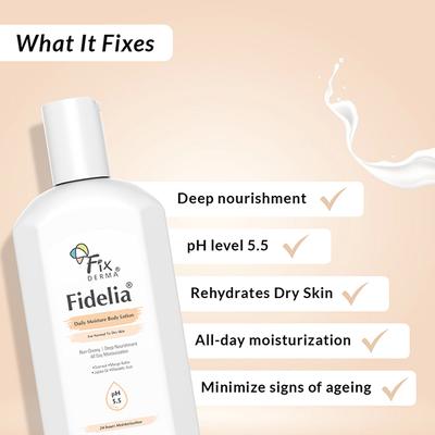 Fixderma Fidelia Daily Moisture Body Lotion, Body Lotion for Unisex, Body Lotion for Dry Skin 250 ml - Face Moisturizers
