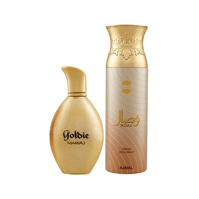 Maryaj Goldie EDP Fruity Floral Perfume And Ajmal Wisal Deodorant Floral Musky Fragrance 300 ml - Women Perfumes (Edt/Edp)
