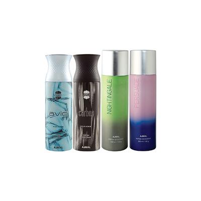 Ajmal 1 Avid Homme, 1 Carbon Homme, 1 Nightingale And 1 Persuade Deodorants Pack of 4 200 ml - Deodorants/Roll-Ons