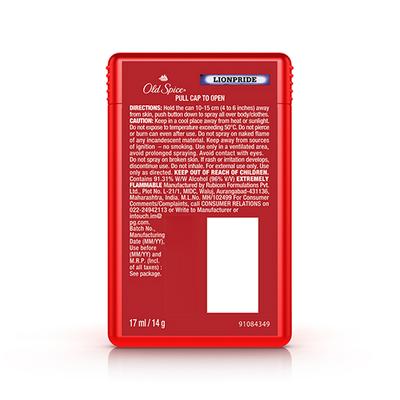 Old Spice Lionpride No Gas Deodorant Body Spray Perfume for Men Pocket Size 17ml each, Travel Friendly 2's - Men Deodorants/Roll-Ons