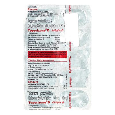 Toperizone D 150/50mg Tablet 10'S - Pain relief-Nsa