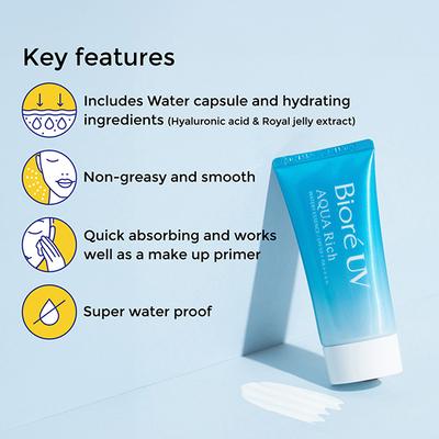 Biore Uv Aqua Rich Watery Essence Sunscreen Spf 50+ Pa++++ 50 gm - Face Sunscreen