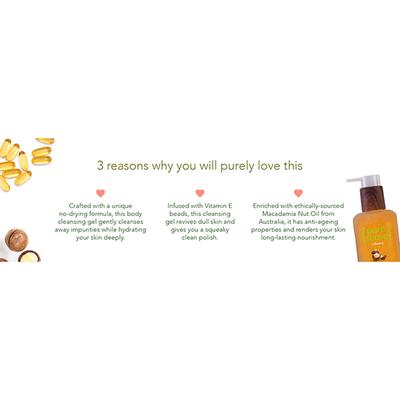 PureSense Relaxing Macadamia Exfoliating Body Cleansing Gel, Sulphate & Paraben Free, Cleanses Skin, Nourishes Skin 200ml - Face Wash & Cleansers