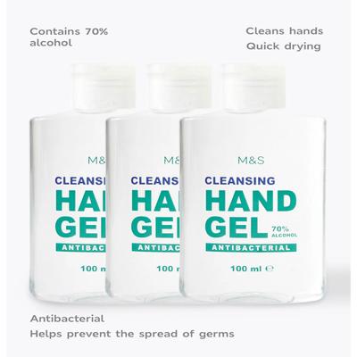 Marks & Spencer 3 Pack Antibacterial Hand Sanitiser Gel 100 ml - Shower Gels & Body Wash