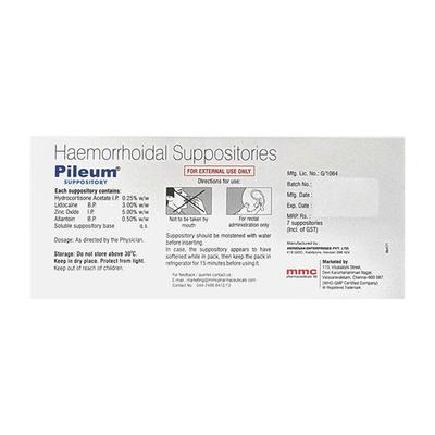 PILEUM Suppositories 7's - Haemorrhoid-Ano