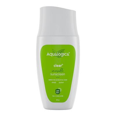 Aqualogica Clear Plus Invisible Sunscreen Green Tea & Salicylic SPF 50+ PA+++ UVA UVB 50gm - Face Sunscreen