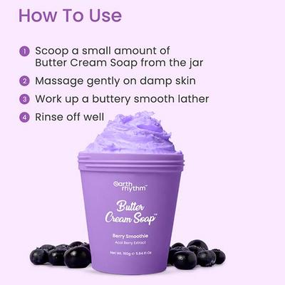 Earth Rhythm Berry Smoothie Butter Cream Soap 160 gm - Shower Gels & Body Wash